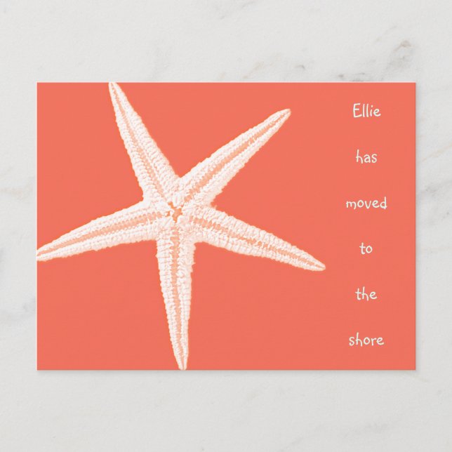 Flytta till Beach Orange Starfish Postcards Meddelande Vykort (Framsida)