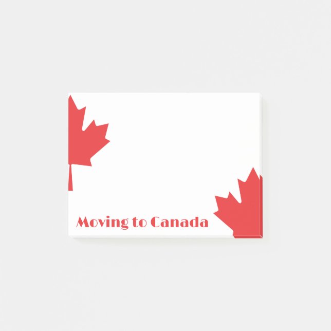 Flytta till Canada Post it Notes - Cute Maple Löv Post-it Block (Framsida)