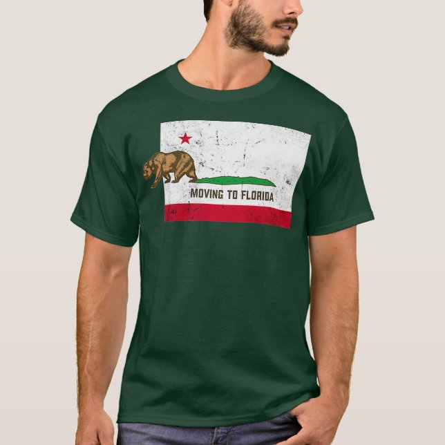 Flytta till Florida som Lämnar California Distress T Shirt (Framsida)