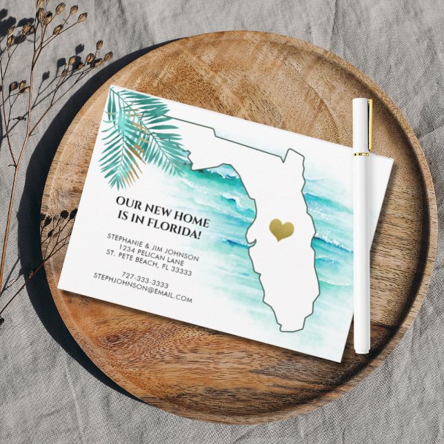 Flytta till Florida-staten Karta Guld Heart New Ho Meddelande (Skapare uppladdad)