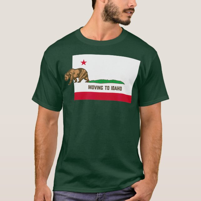 Flytta till Idaho Lämnande California Funny T Shirt (Framsida)