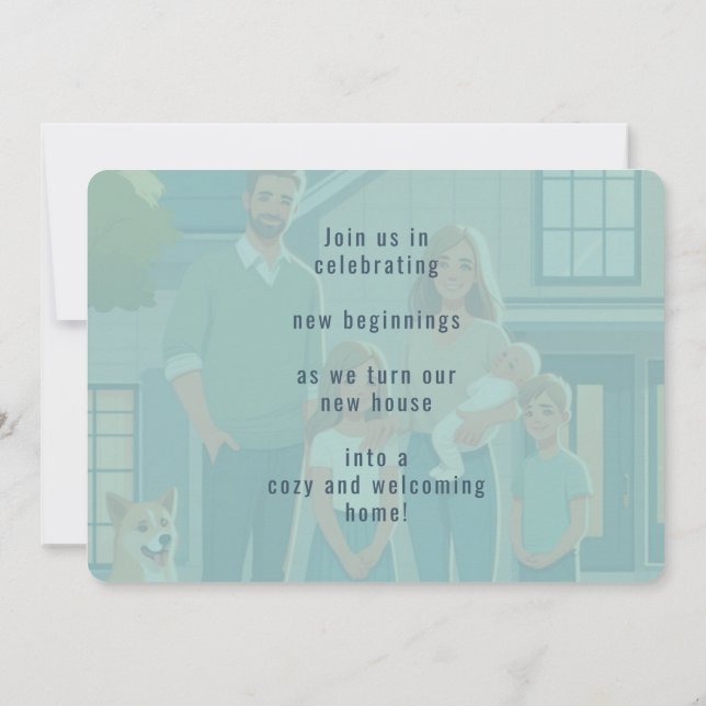 Flytta till inbjudan till ett nytt foto-hem-uppvär (Baksida)