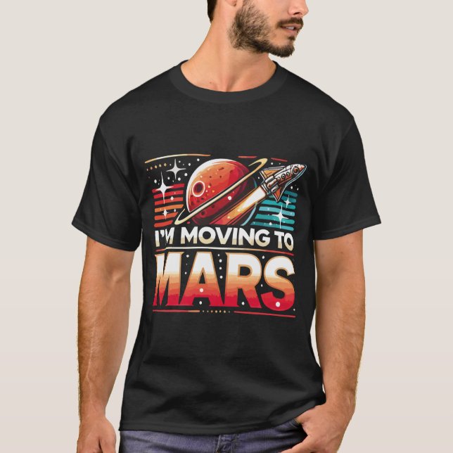 Flytta till Mars Basic Mörk T-Shirt (Framsida)