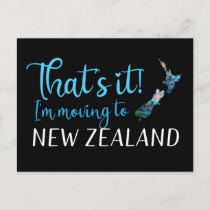 FLYTTA TILL NEW ZEALAND KIWI PAUA POSTCARD VYKORT