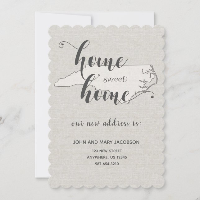 Flytta till North Carolina Home Sweet Home Inbjudningar (Framsida)