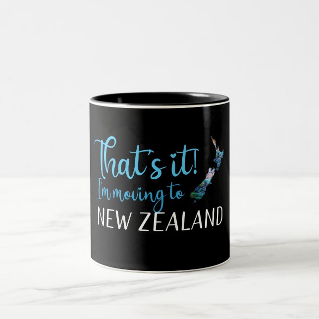 FLYTTA TILL NYA ZEALAND KIWI PAUA Två-Tonad MUGG (Center)