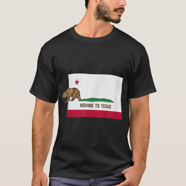 Flytta till Texas - Lämnande California Funny Desi T Shirt (Framsida)