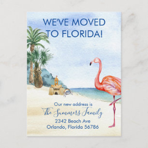Flyttad till Florida Akvarell Strand Hav Ocean Meddelande Vykort