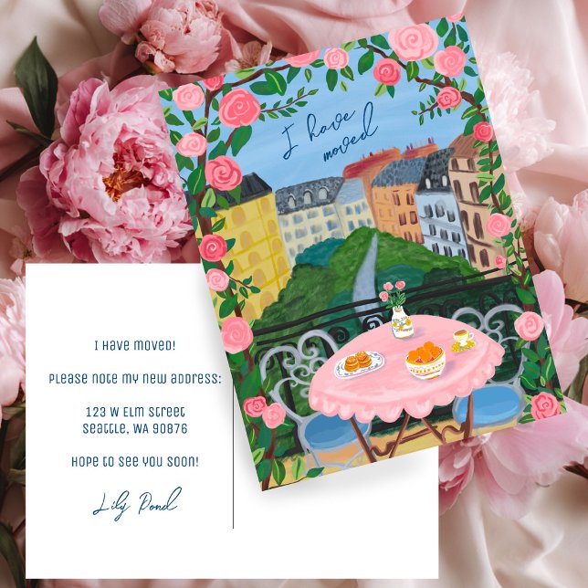 FLYTTANMÄLAN Ny hemadress Balkongutsikt  Vykort (MOVING ANNOUNCEMENT New Home Address Balcony View New Apartment New House Address Change Postcard
)