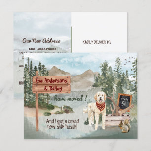 Flyttar Goldendoodle Tallskog Ny adress Meddelande Vykort