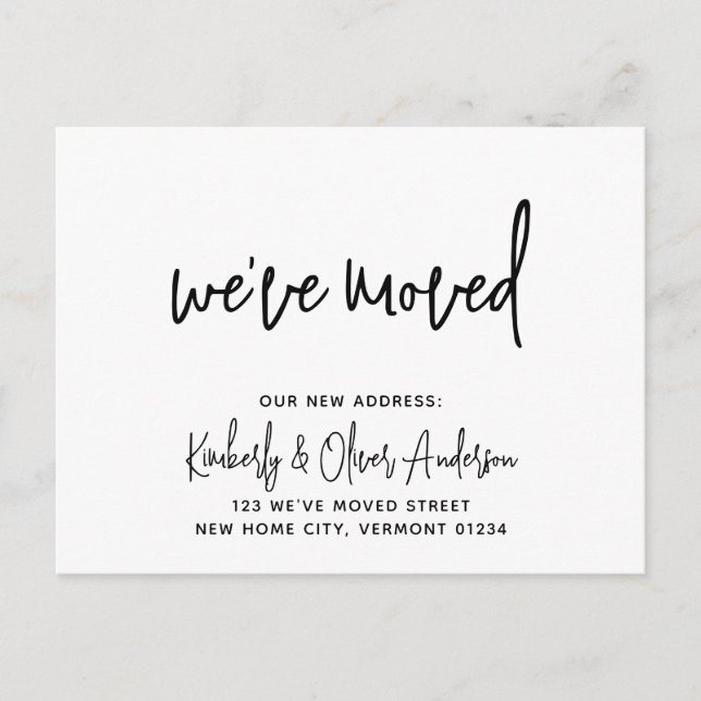 Flyttar Handskriven Kalligrafi Ny Adress Meddelande Vykort (Framsida)