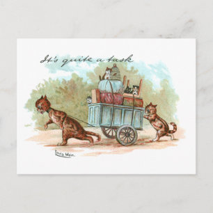 Flyttar hus Louis Wain Vykort