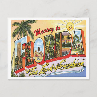 Flyttar till Florida Vintage adressändring Meddelande Vykort