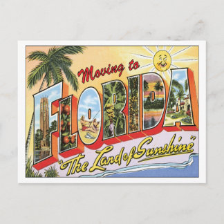 Flyttar till Florida Vintage Byte av Adress Meddelande Vykort