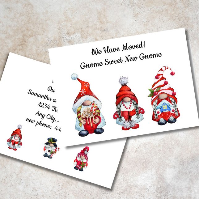 Flyttar till Nya Hem Tomte Söt Tomte Annonsering  Meddelande (Cute Gnome Moving Announcement Card Gnome Sweet New Gnome)