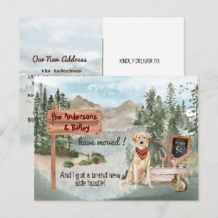 Flyttar Yellow Labrador Retriever Ny adress Pines Meddelande Vykort