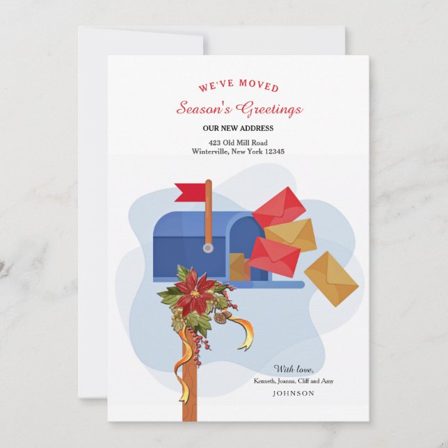 Flyttat gratulationskort för helgdag postlåda julkort (Framsida)