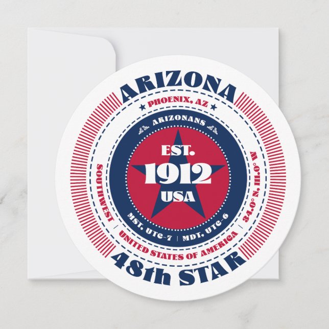 Flyttat kort för cirkulär bild av Arizona-tillstån (Framsida)
