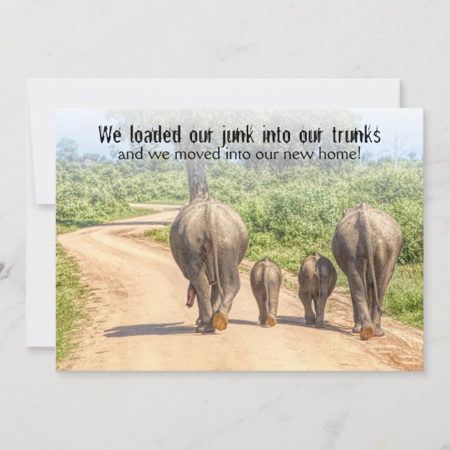 Flyttat om det nya huset Elephants Inbjudningar (Framsida)