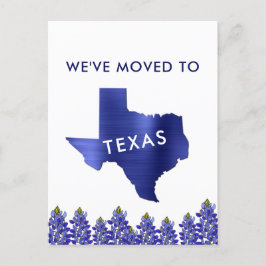 Flyttat till Bluebonnet Texas Karta Ny adress Meddelande Vykort