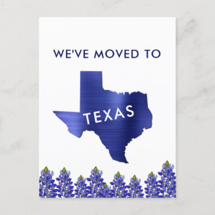 Flyttat till Bluebonnet Texas Karta Ny adress Meddelande Vykort