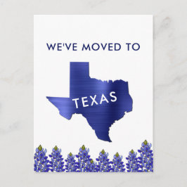 Flyttat till Bluebonnet Texas Karta Ny adress Meddelande Vykort