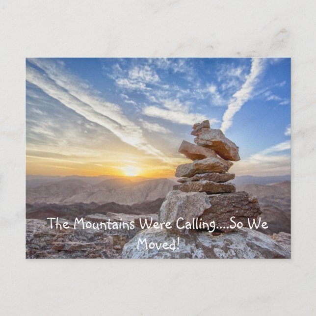 Flyttat till förskjutningen av Adress i bergsområd Vykort (Framsida)