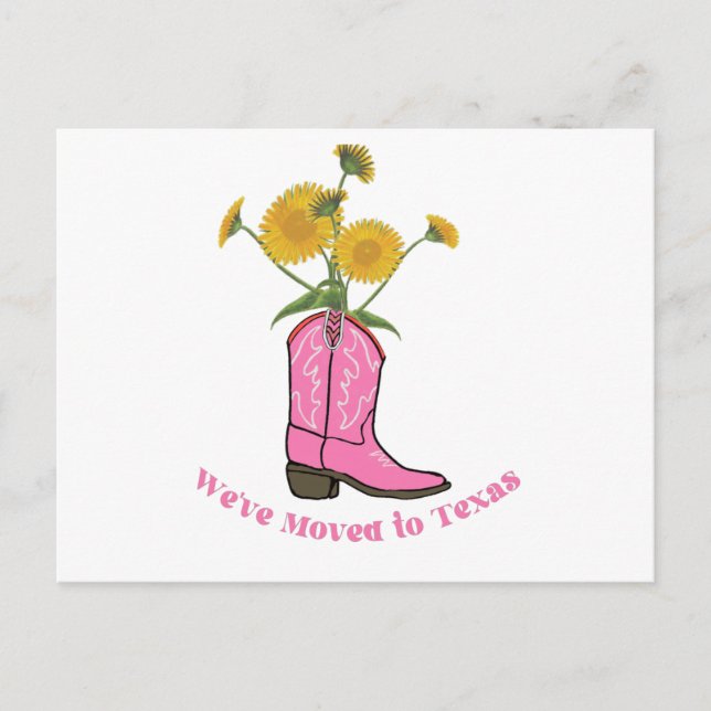 Flyttat till Texas Announcement Helg Vykort (Framsida)