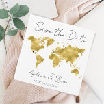 Flyttbara hjärtan för måltavlan Spara datum Spara Datumet<br><div class="desc">Idealiskt "Spara datumet"-kort för ditt målbröllop. Faux guld foil karta i världen. Ställe i hjärtat var du vill</div>