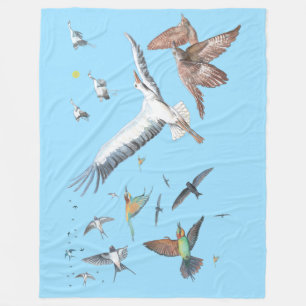Flyttfåglar som spårar sina flygningar Illustratio Fleecefilt