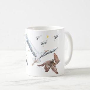 Flyttfåglar som spårar sina flygningar Illustratio Kaffemugg