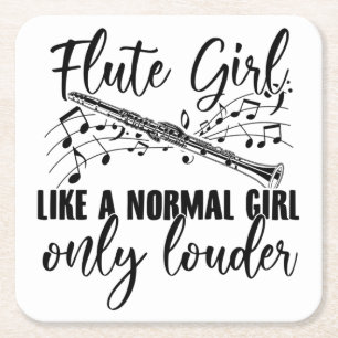 Flyttflicka Flute Flute Gift-idéer Underlägg Papper Kvadrat