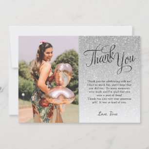 Flyttkort för foto-Tack i Silver Glitter Inbjudningar