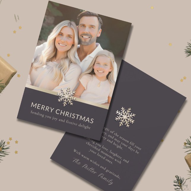 Flyttkort för fotofamilj i elegant God jul Julkort (Skapare uppladdad)