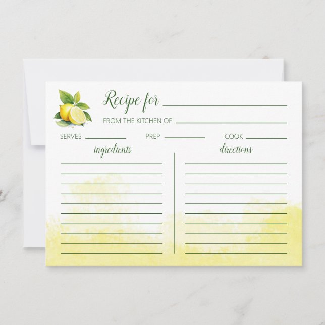 Flyttkort för Lemon Watercolor Recipe (Framsida)