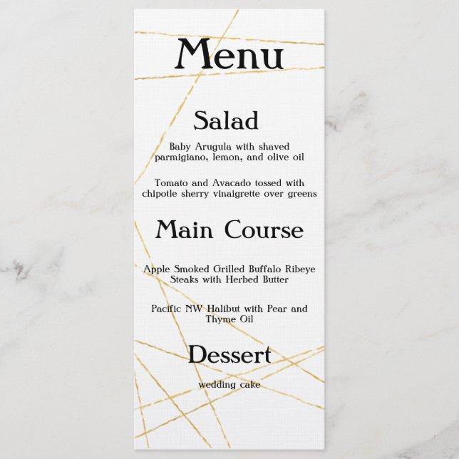 Flyttkort för Modern Line Bröllop-meny Meny (Framsida)