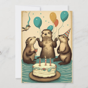 Flyttkort för otters-Födelsedagsfest Tack Kort