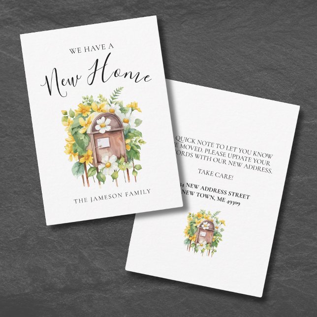 Flyttkort med blommotiv för adressändring anteckningskort (Floral Moving Announcement Card)