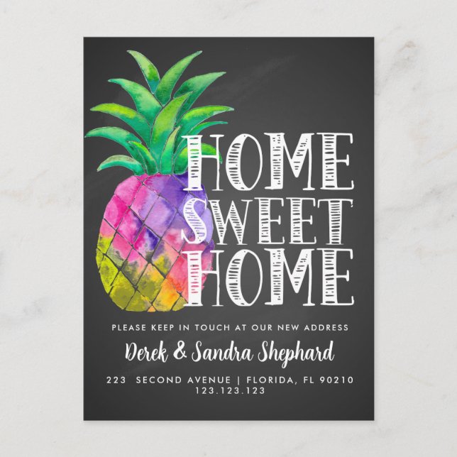 Flyttkort vi har flyttat ananas meddelande vykort (Framsida)