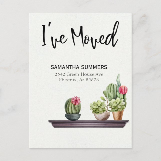 Flyttmeddelande Jag Har Flyttat Krukväxter Meddelande Vykort (Framsida)