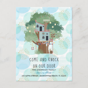 Flyttmeddelande   Treehouse Postcard Meddelande Vykort