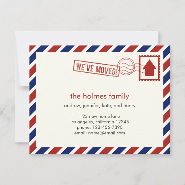 Flyttmeddelande via luftpost meddelande (Framsida)