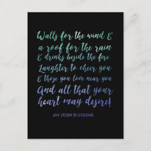 Flyttningsannons Irish Blessing Kort Svart
