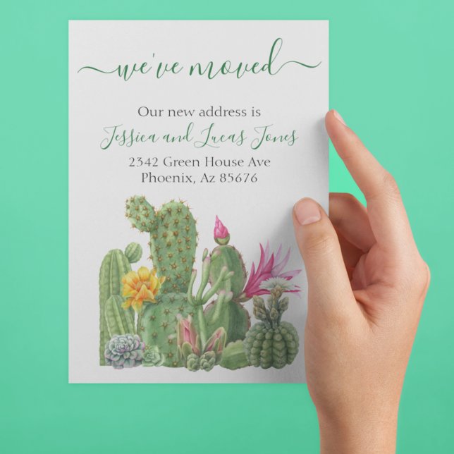 Flyttningskungörelse Kaktus Sukkulent Blommande Meddelande (Skapare uppladdad)