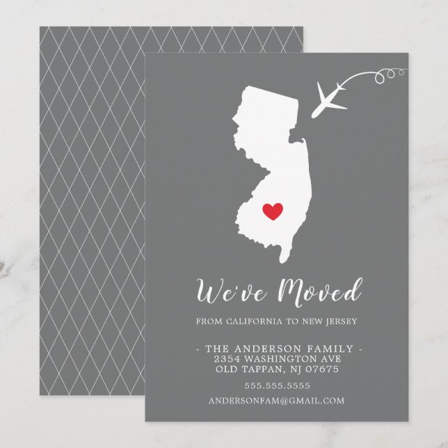Flyttningskungörelse | Staten NEW JERSEY Inbjudningar (Fram/baksida)