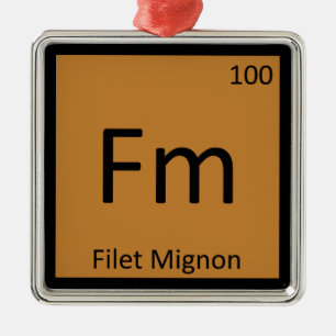 Fm - Filet Mignon Kemiskt Periodiskt System Symbol Julgransprydnad Metall