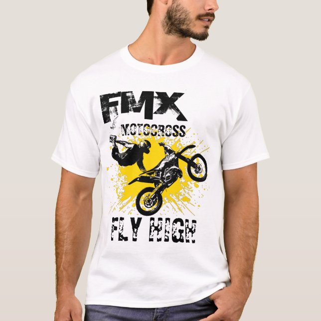 FMX-motocross-flygning hög T Shirt (Framsida)