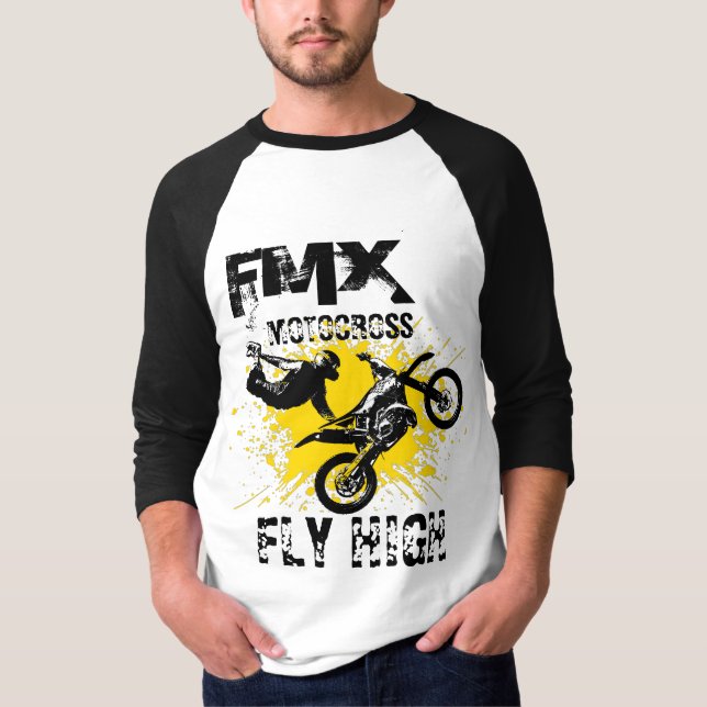 FMX-motocross-flygning hög T Shirt (Framsida)