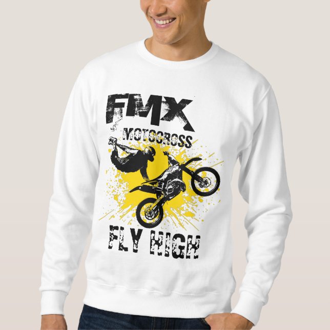 FMX Motocross-flygtrafik med hög långärmad Lång Ärmad Tröja (Framsida)