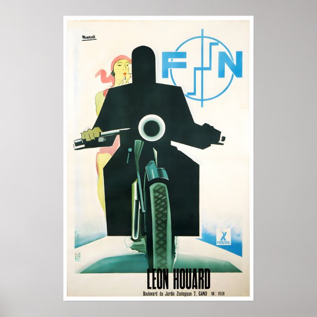 FN Motorcykel Affisch Motorcykel Konst Leon Houard (Framsidan)